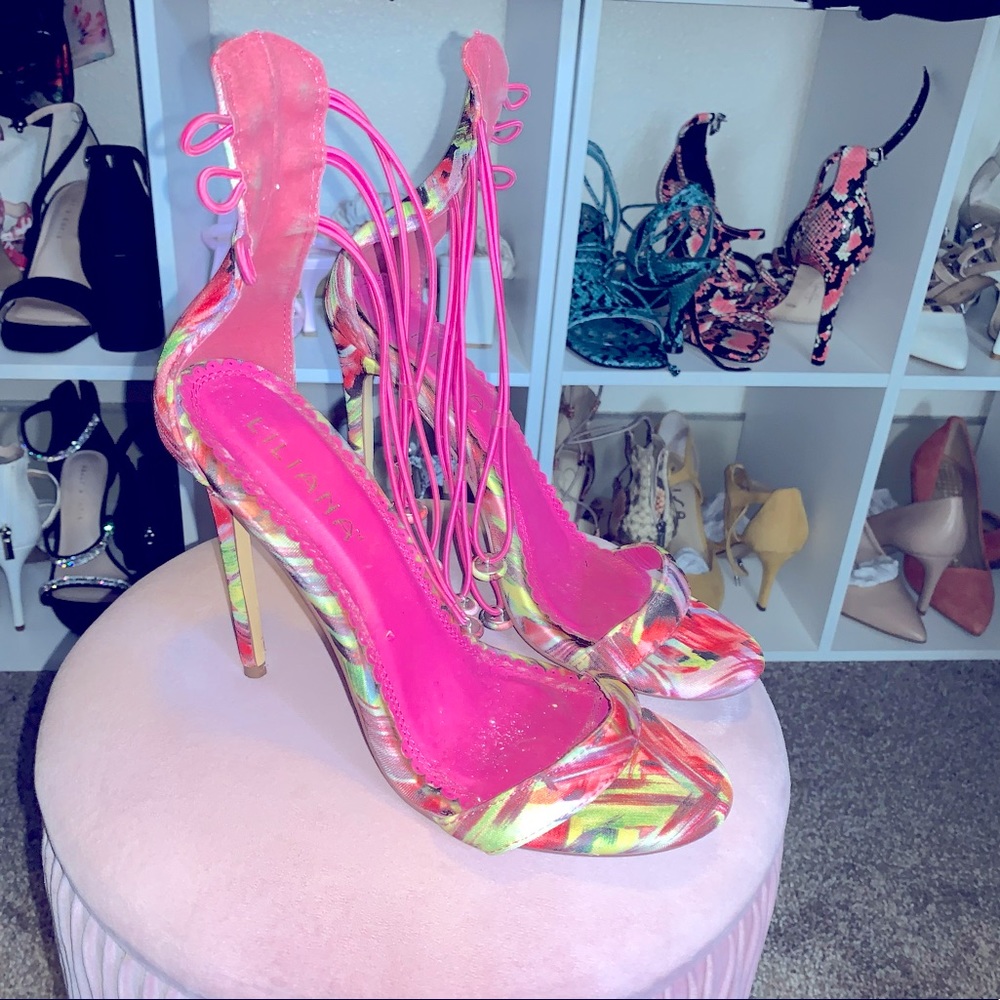 Beautiful floral sandal heels